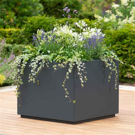 metallic square table top planter box|metal square planter beds.